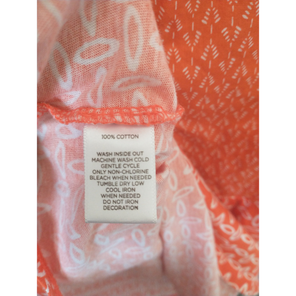 LOFT Orange White Sleeveless Blouse Women’s Medium Boho Geometric Tank Top - Picture 10 of 10